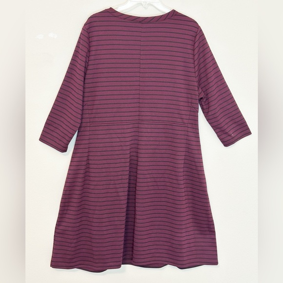 Lane Bryant Burgundy Stripped Pullover Shift Dress w/Pockets, 3/4sleeves - 14/16 - Picture 3 of 9